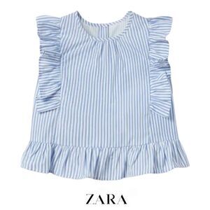 ZARA Kids | Blue | PRINTED RUFFLED SHIRT